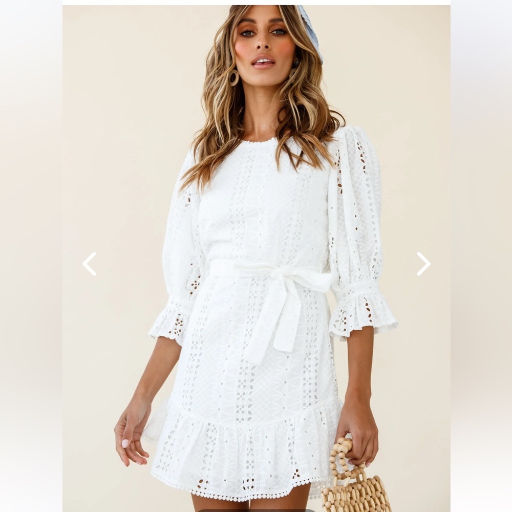 INDIKAH Sweet Sunshine Cut-Out Back Embroidery Dress White